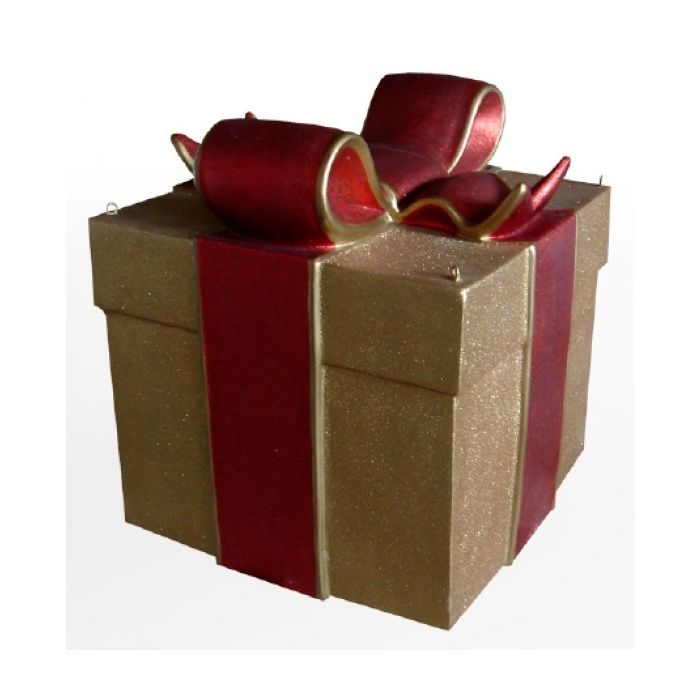 Weihnachtsgeschenk mit Schleife lebensgroß Dekorationsfigur
