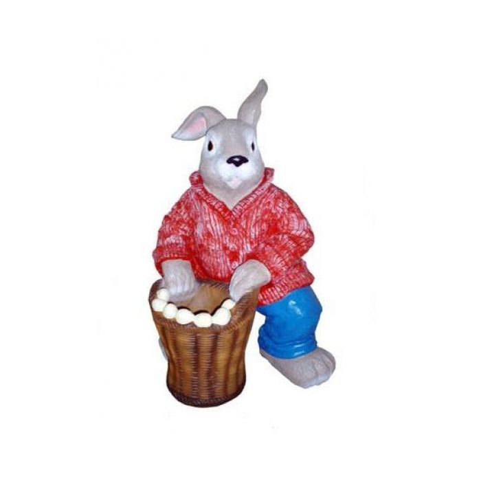 Osterhase sitzend mit Korb vergrößert Dekorationsfigur