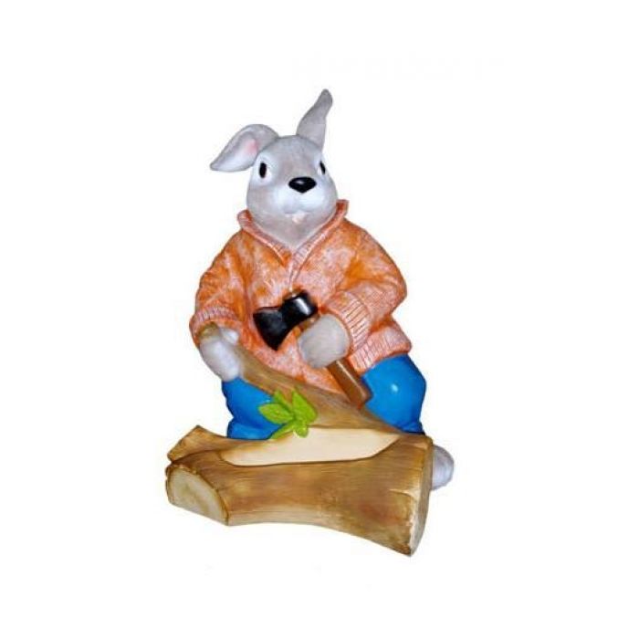 Hase mit Baumstamm als Pflanzgefäß lebensgroß Dekorationsfigur