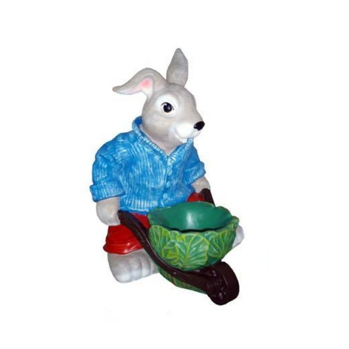 Hase laufend mit Schubkarre als Pflanzgefäß vergrößert Dekorationsfigur