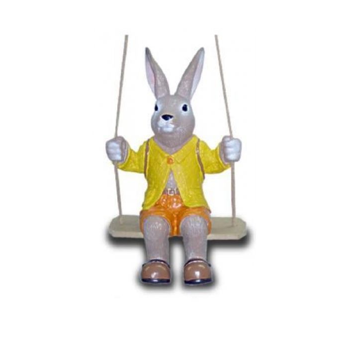 Osterhase auf Schaukel lebensgroß Dekorationsfigur