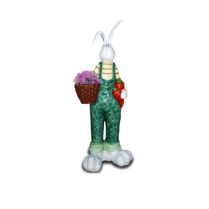 Osterhase stehend mit Pflanzgefäß vergrößert Dekorationsfigur