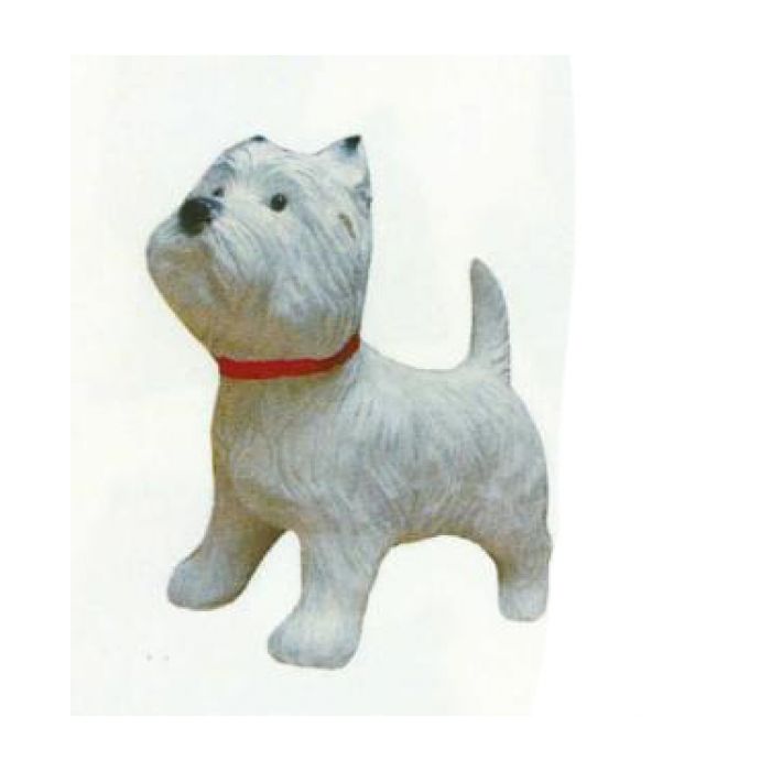 West Highland Terrier mit rotem Halsband lebensgroß Dekorationsfigur