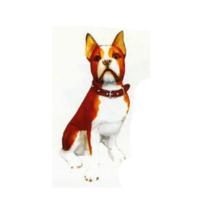 Boston Terrier sitzend braun weiß lebensgroß Dekorationsfigur
