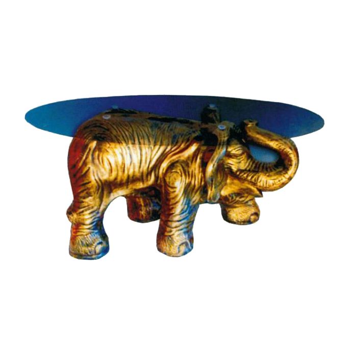 Glastisch mit Elefant (gold) verkleinert Tisch