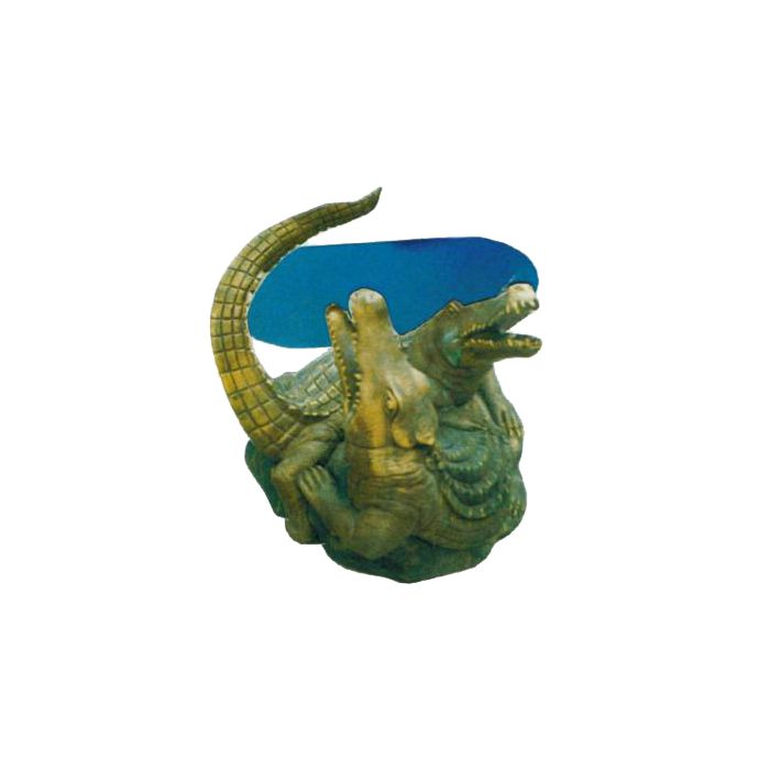 Glastisch mit Krokodilen verkleinert Tisch