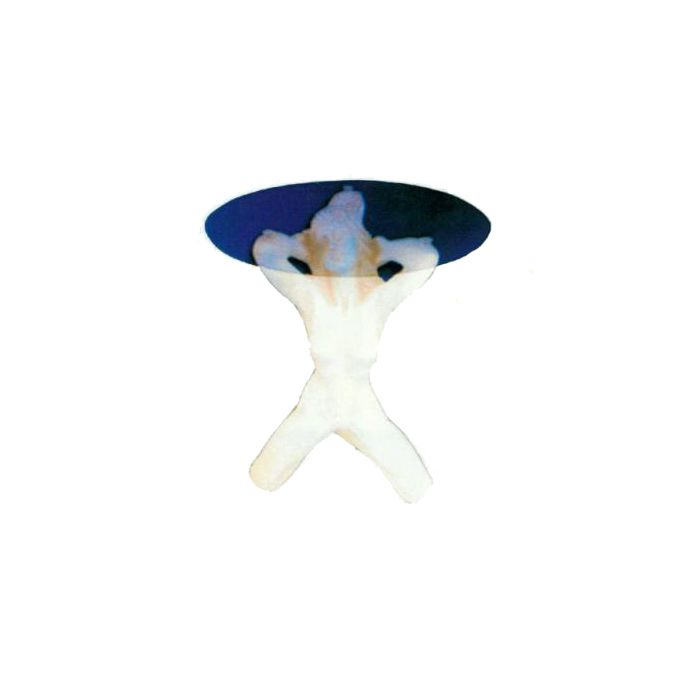 Glastisch mit Frauenfigur verkleinert Tisch