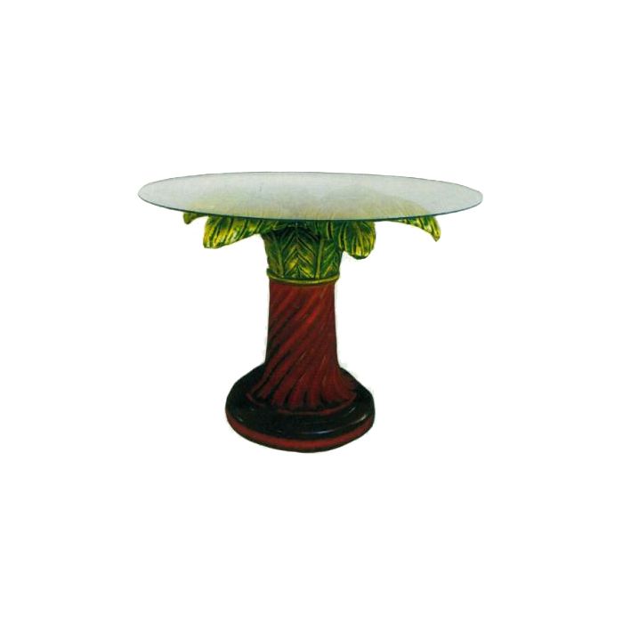 Glastisch mit Palmensäule verkleinert Tisch