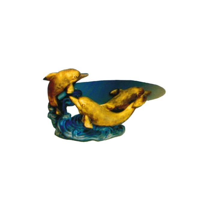 Glastisch mit goldenen Delfinen verkleinert Tisch