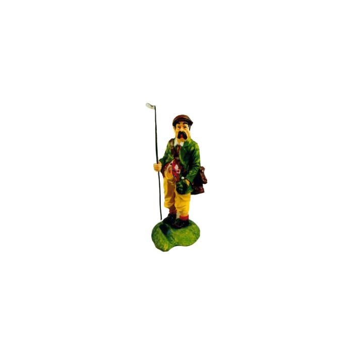 Golf Caddy mit Tasche am Loch klein verkleinert Dekorationsfigur