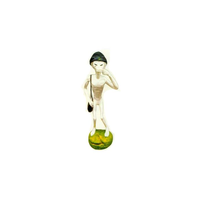 kiffender Alien mit Tasche klein lebensgroß Dekorationsfigur