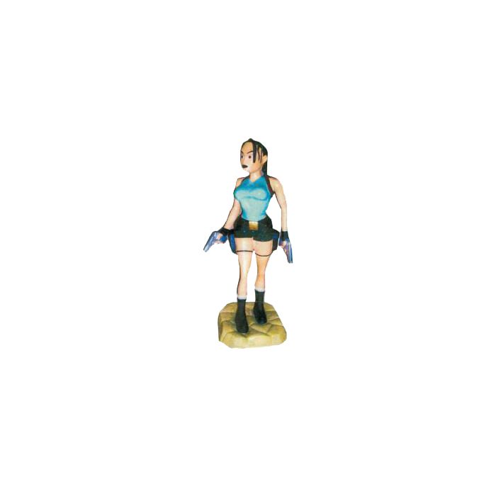 kleine Lara Croft mit 2 Pistolen verkleinert Dekorationsfigur