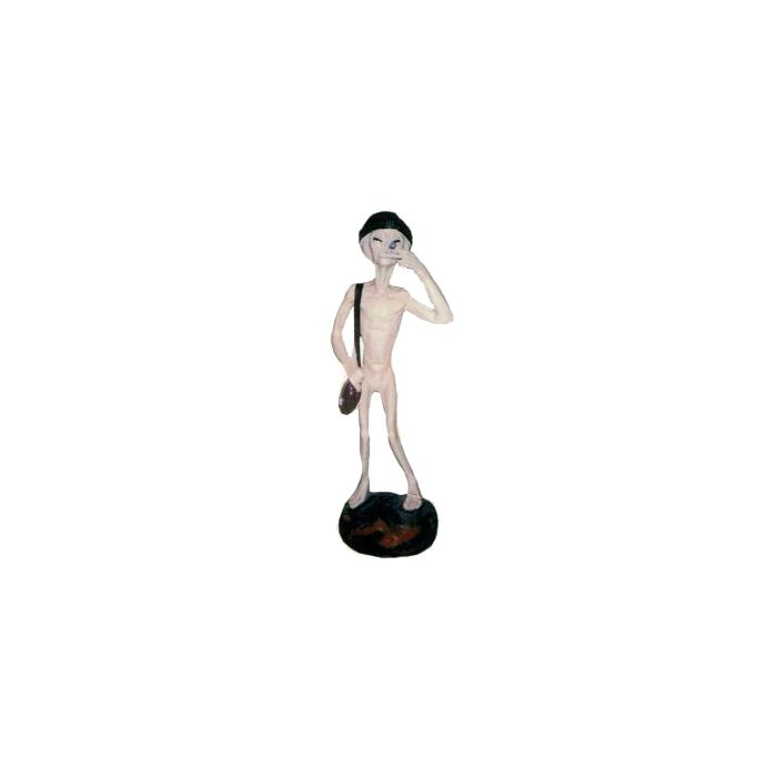 kiffender Alien mit Tasche klein lebensgroß Dekorationsfigur