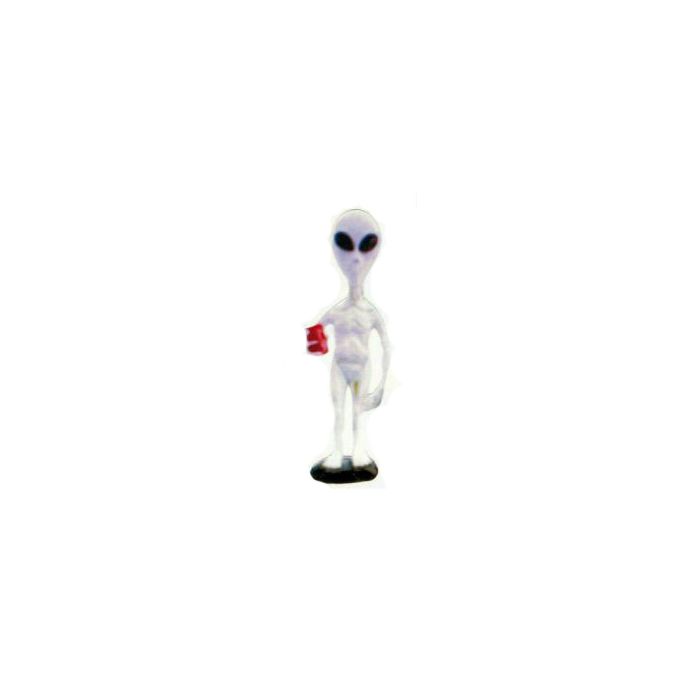 stehender Alien mit Getränkedose in der Hand lebensgroß Dekorationsfigur