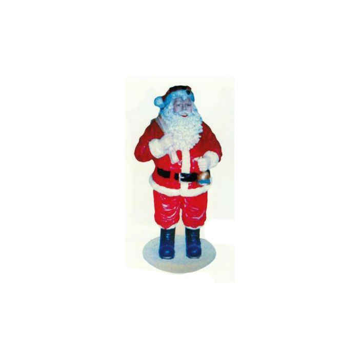großer dicker Weihnachtsmann mit Glocke und Sack lebensgroß Dekorationsfigur