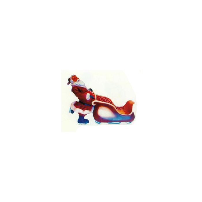 Weihnachtsmann schiebt Schlitten für Geschenke verkleinert Dekorationsfigur