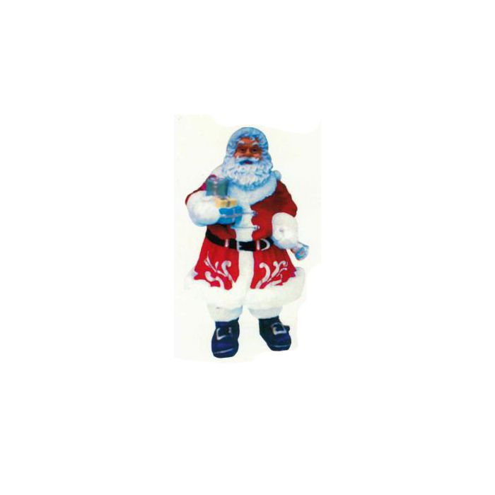 glücklicher Weihnachtsmann mit Geschenken und Glocke lebensgroß Dekorationsfigur