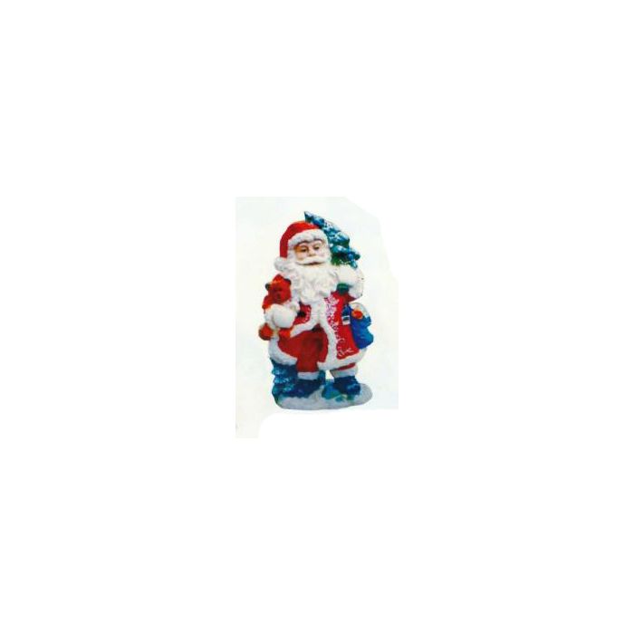 Weihnachtsmann mit Spielzeug und Tannenbaum klein verkleinert Dekorationsfigur