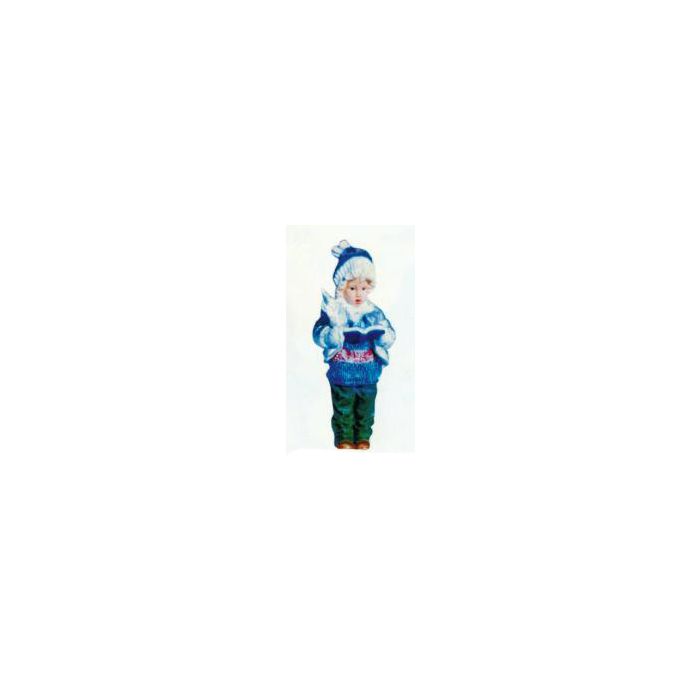 Winterkind Junge mit Buch klein verkleinert Dekorationsfigur