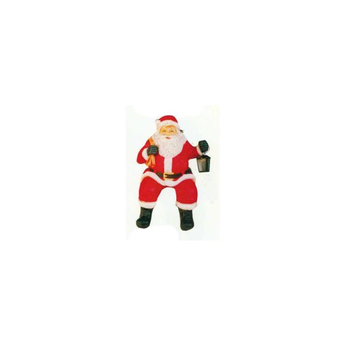 sitzender Weihnachtsmann mit Laterne klein verkleinert Dekorationsfigur