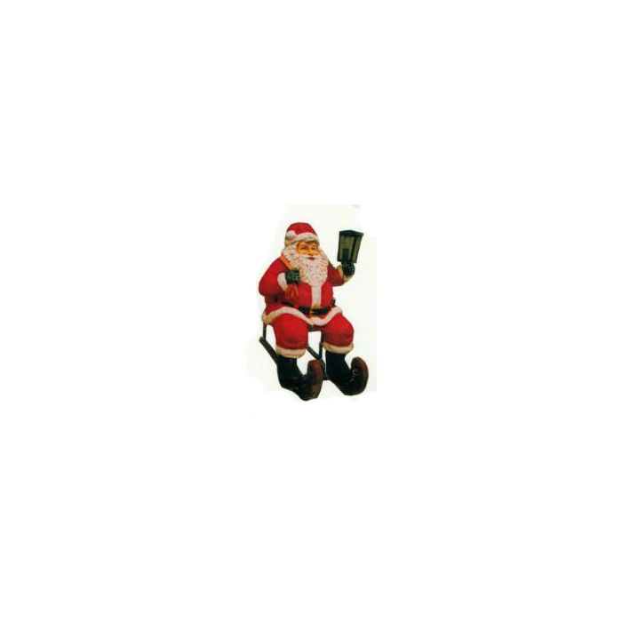 Weihnachtsmann klein auf Schlitten mit Laterne verkleinert Dekorationsfigur