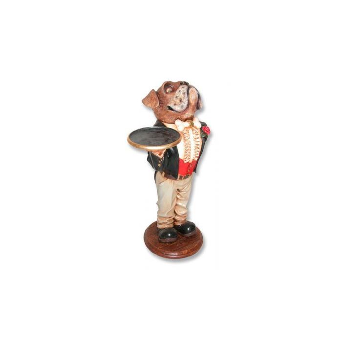 Hund als Butler lebensgroß Dekorationsfigur