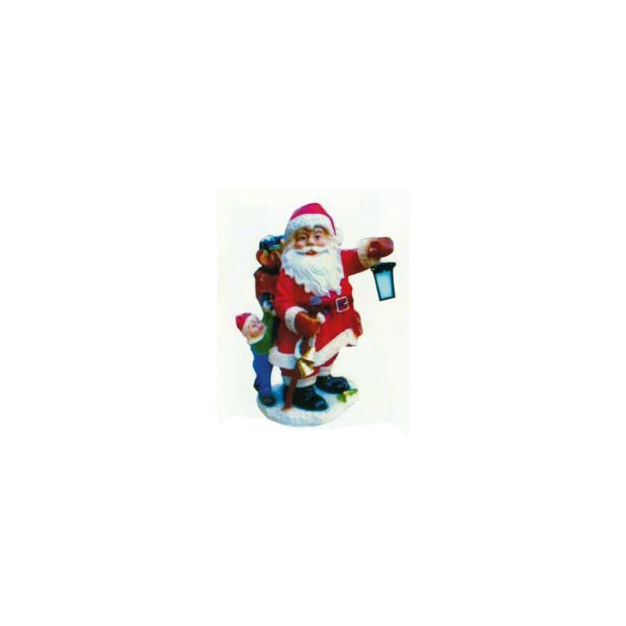 vollgepackter Weihnachtsmann mit Kind und Laterne verkleinert Dekorationsfigur