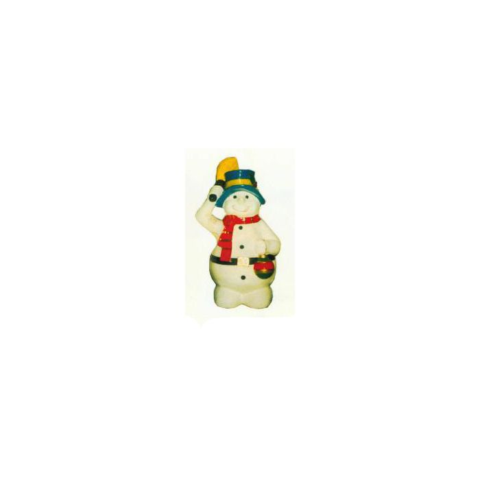 Schneemann mit hochgehaltenem Besen verkleinert Dekorationsfigur