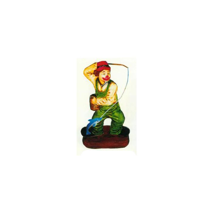 kleiner Clown als Fischer verkleinert Dekorationsfigur