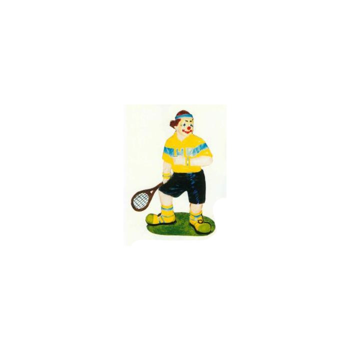 Clown als Tennisspieler klein verkleinert Dekorationsfigur