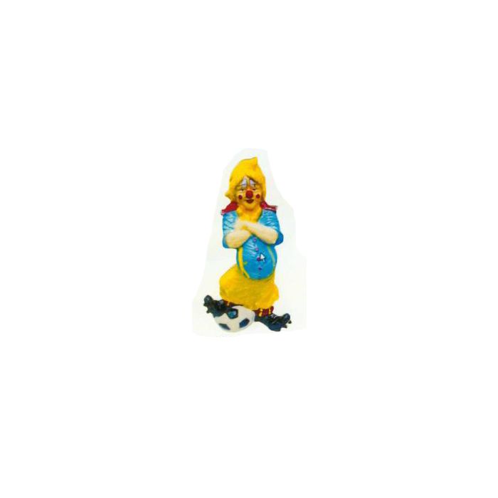 cooler kleiner Clown als Fußballer verkleinert Dekorationsfigur
