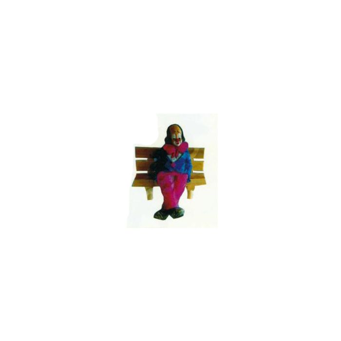 sitzender Clown klein auf Bank verkleinert Dekorationsfigur