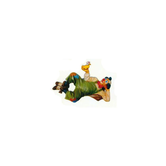 liegender Clown klein mit Ente verkleinert Dekorationsfigur