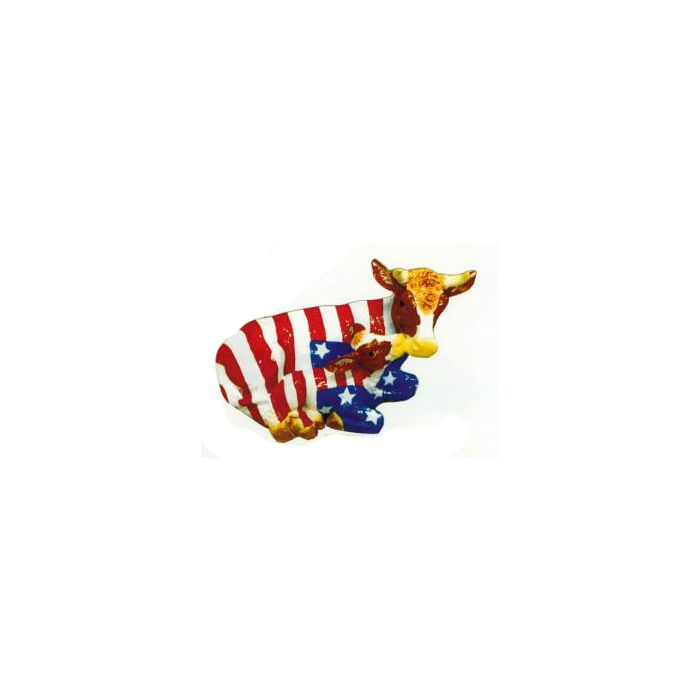 kleine liegende Kuh mit Kälbchen Amerikabemalung verkleinert Dekorationsfigur