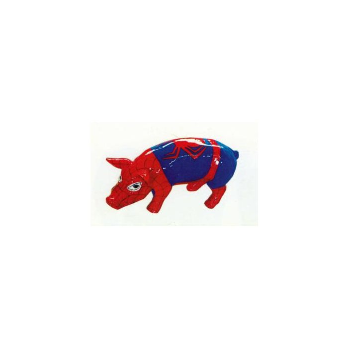 Spiderschwein Schwein im Spidermanoutfit verkleinert Dekorationsfigur