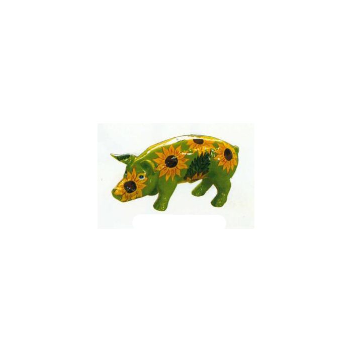 Schwein mit Sonnenblumen klein verkleinert Dekorationsfigur