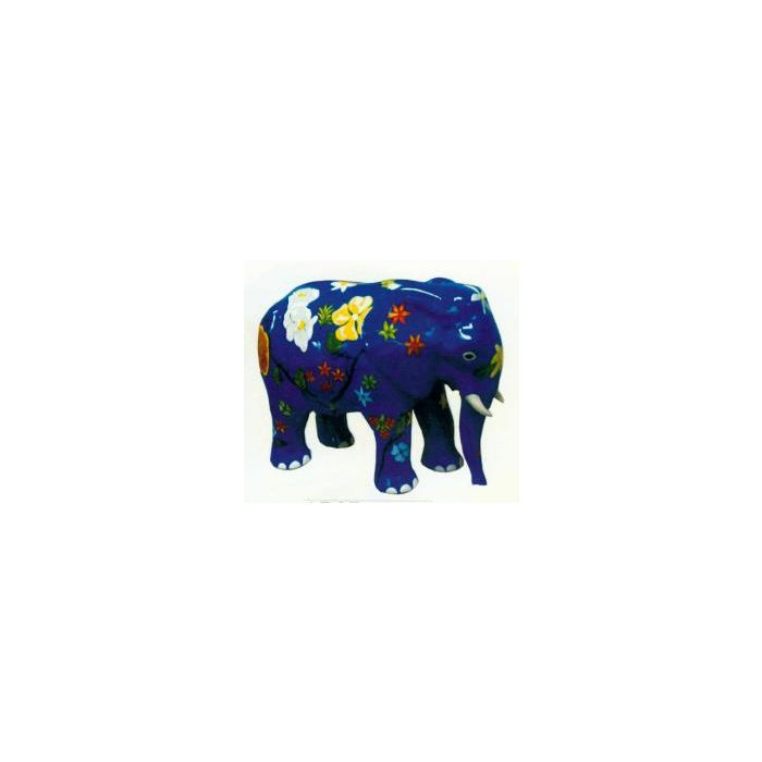 blauer Elefant klein mit Blumenbemalung verkleinert Dekorationsfigur