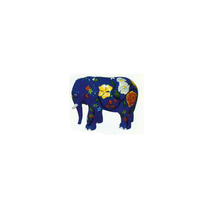 blauer Elefant klein mit Blumenbemalung verkleinert Dekorationsfigur