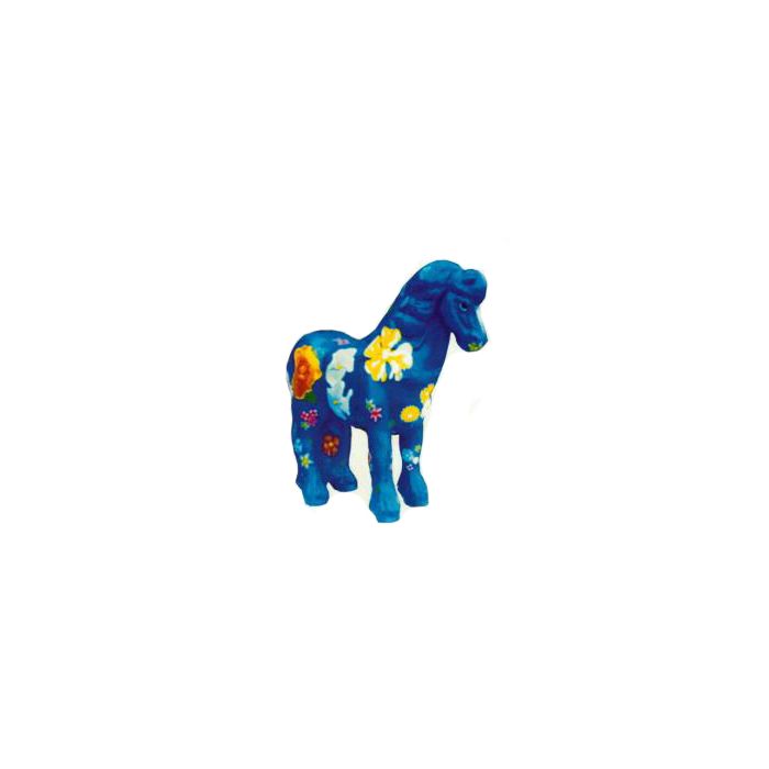 kleines blaues Pony mit Blumenbemalung verkleinert Dekorationsfigur