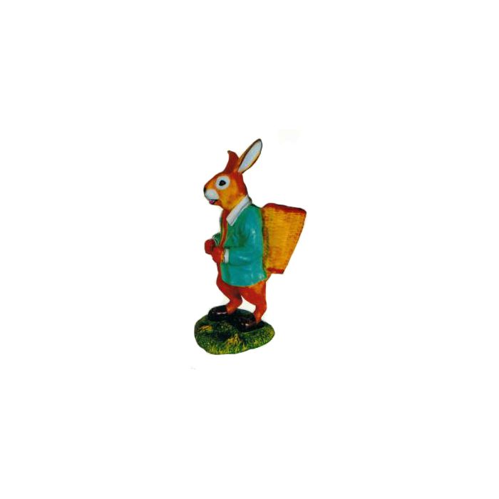 laufender Osterhase mit türkisem Hemd und Korb vergrößert Dekorationsfigur
