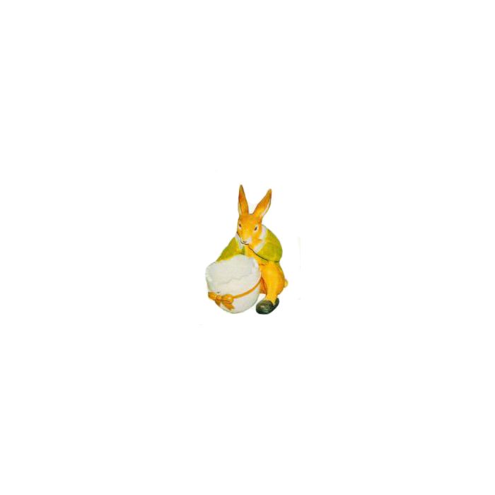 sitzender Osterhase mit Eierhälfte lebensgroß Dekorationsfigur