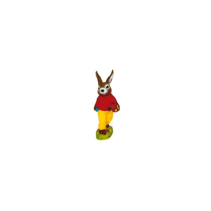 kleiner Osterhase mit Eierkorb gelb rot lebensgroß Dekorationsfigur