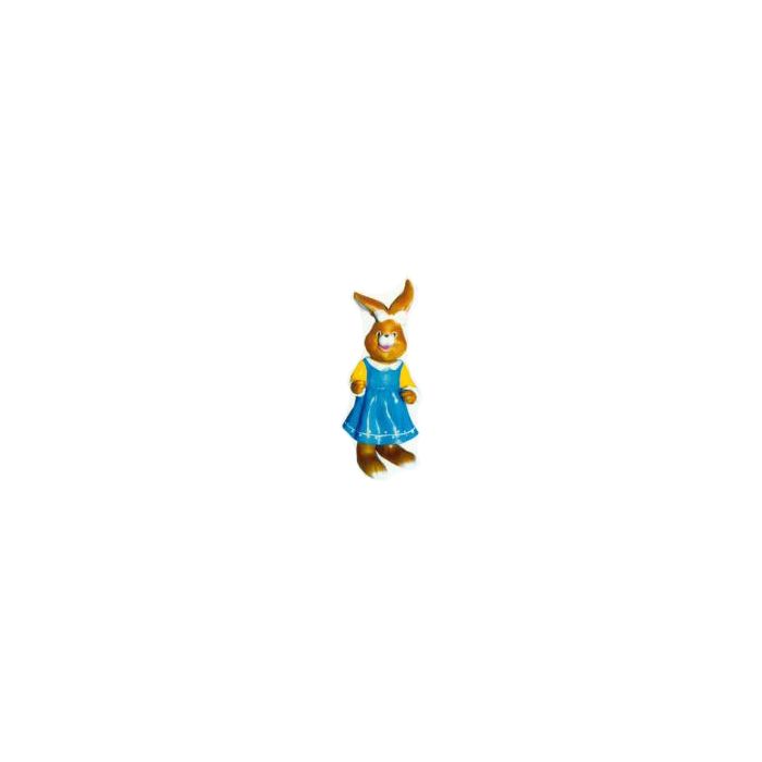 kleine Osterhäsin im blauen Kleid lebensgroß Dekorationsfigur