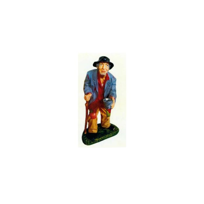Bettler mit Becher und Stock verkleinert Dekorationsfigur