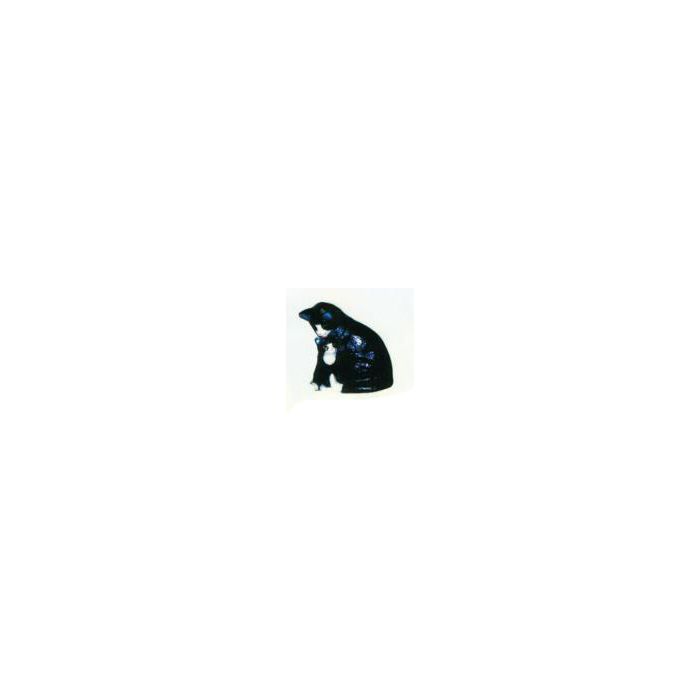 schwarze Katze mit Katzenkind lebensgroß Dekorationsfigur