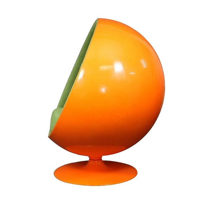 Kugelsessel orange mit grüner Polsterung keine Angabe Sitzmöglichkeit