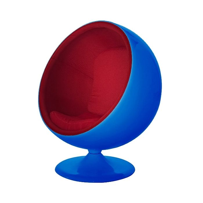 Kugelsessel blau mit roter Polsterung keine Angabe Sitzmöglichkeit