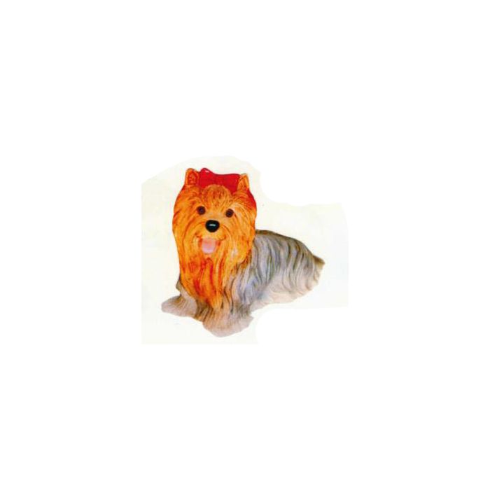 Yorkshire Terrier liegend mit Schleife lebensgroß Dekorationsfigur