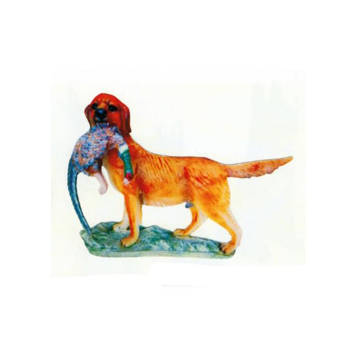 Jagdhund braun mit Rebhuhn lebensgroß Dekorationsfigur