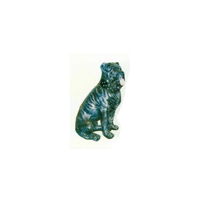 Bulldogge sitzend schwarz lebensgroß Dekorationsfigur